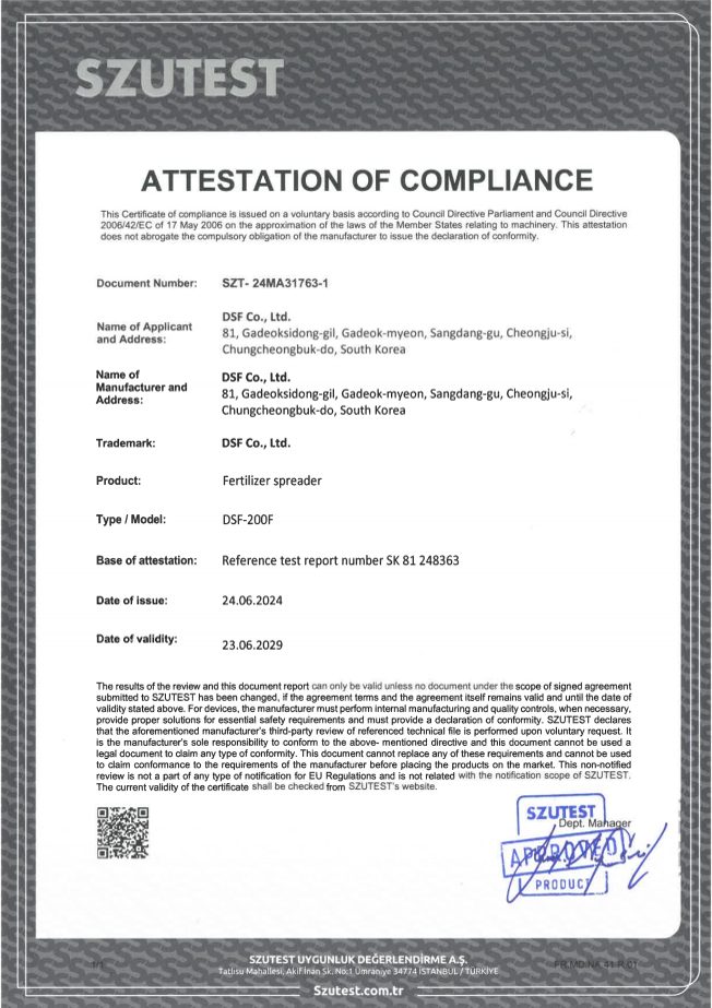 CE Certification (SZT-24A31763-1)